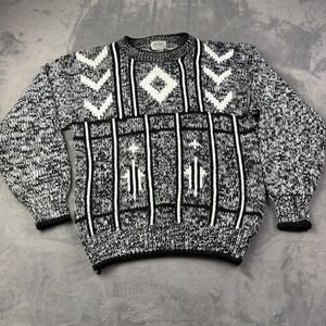 Vintage Nicolas Allen Sweater Mens Medium Geometric Crewneck 90s Retro Grandpa